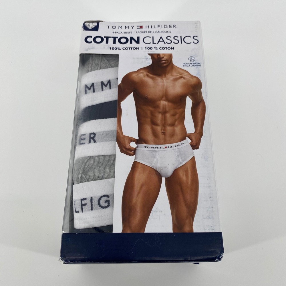 Tommy Hilfiger Mens 4-Pack Cotton Classics Briefs XXL Grey White Navy